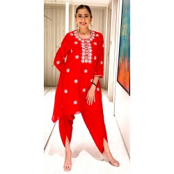 Pure Abuthai silk tunic set with dhoti pants in crepe  - Made To Order Only
