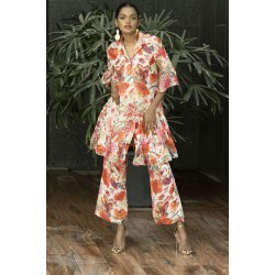 Ankle-length pants with cotton lining in floral print