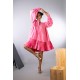 Pink Vintage Satin Shirt Style Dress With Pleat Detailing On Bottom Frill