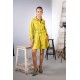 Olive Green Vintage Satin Shirt Style Dress With Pockets