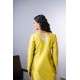 Olive Green Satin Kaftan Style Gown With Embroidery